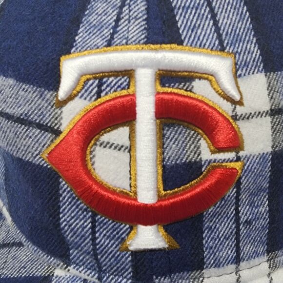 Minnesota Twins Cap Sherpa Earflap Blue Flannel Plaid Snapback Baseball One Size - Picture 4 of 11